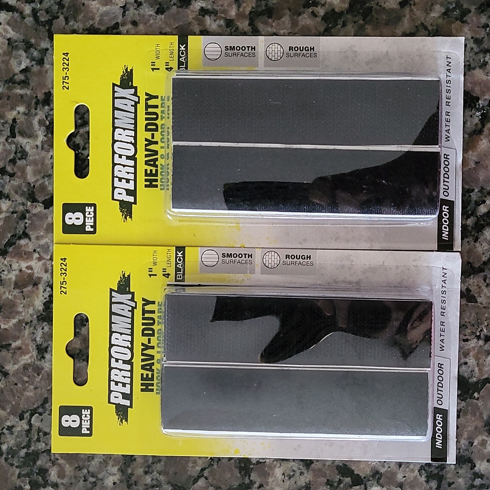 Lot Of 2 Black 8 piece Heavy Duty hook & loop tape 1" width 4" length new